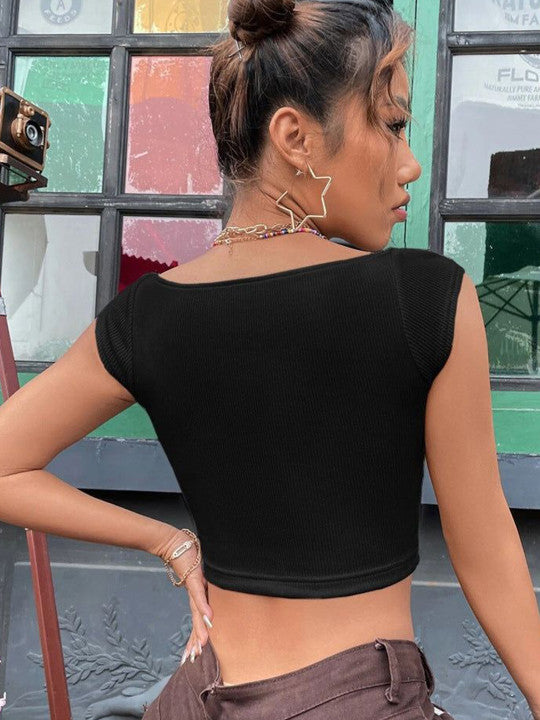 Women Sweetheart Neck Crop Top